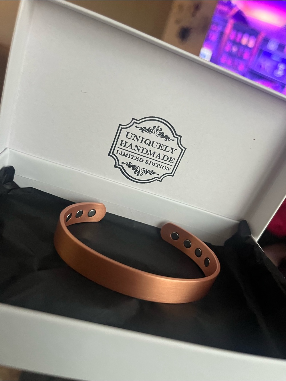 Handmade Copper-Tone Magnetic Therapy Cuff Bracelet